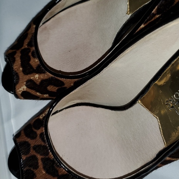 MICHAEL KORS haircalf leopard print platform heels 5.5 - Picture 9 of 13